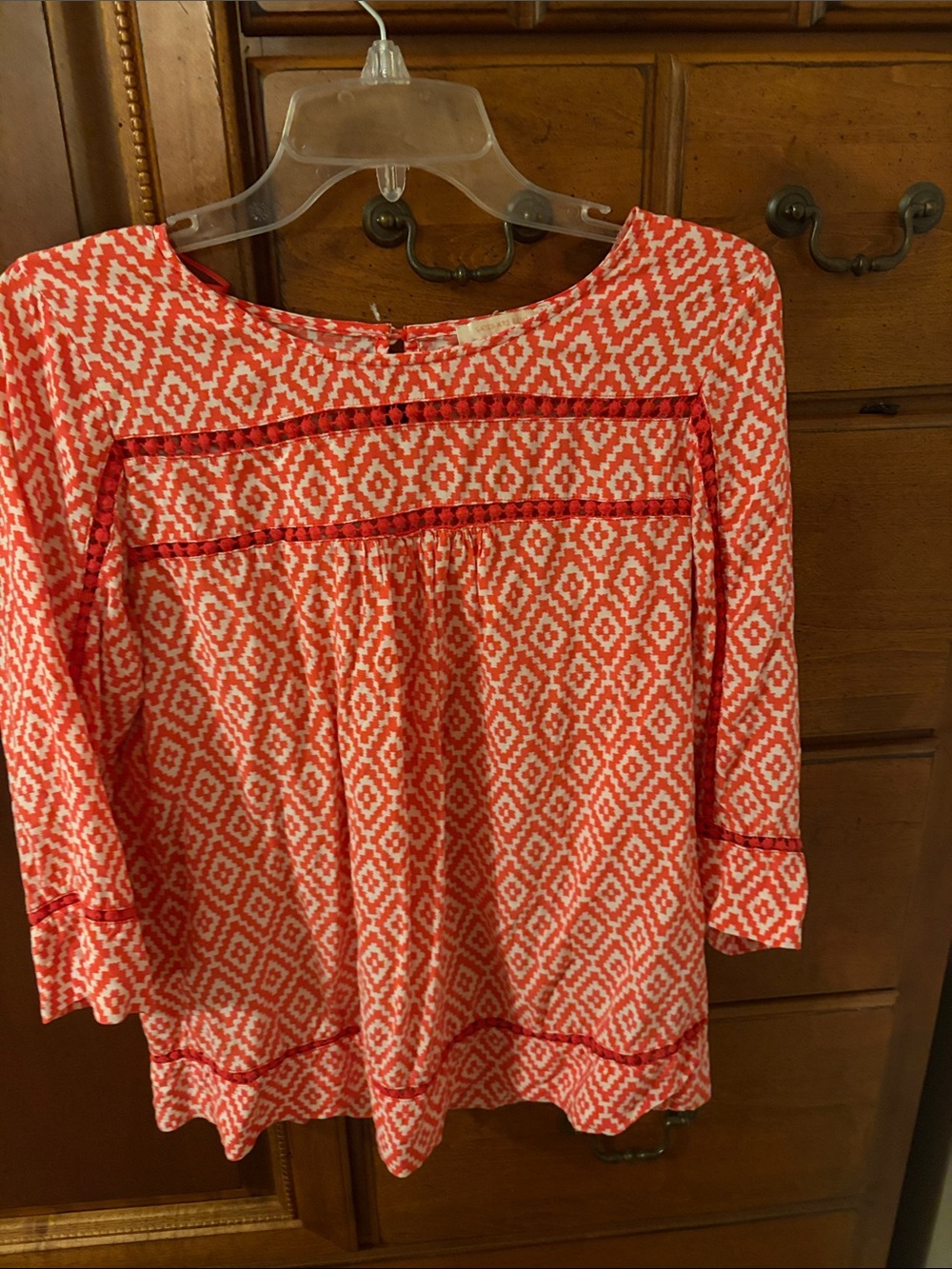 Women's orange  Geometric Boatneck Blouse
